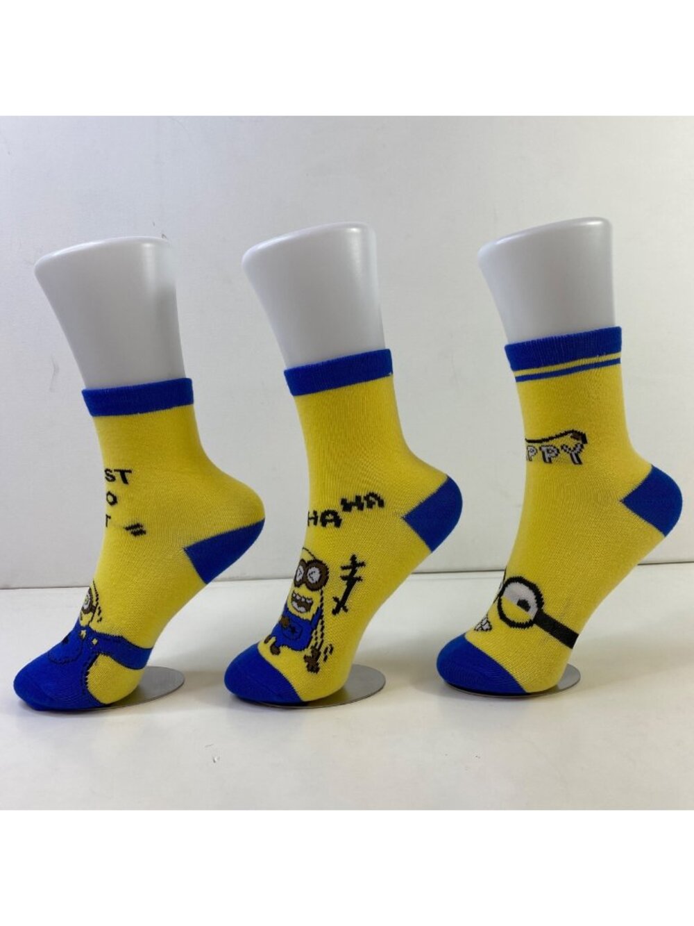 Minions Yellow & Blue Ankle Socks Cartoon Design For Kids